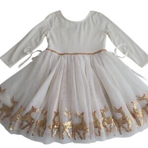Zunie Gold Reindeer Tulle Dress